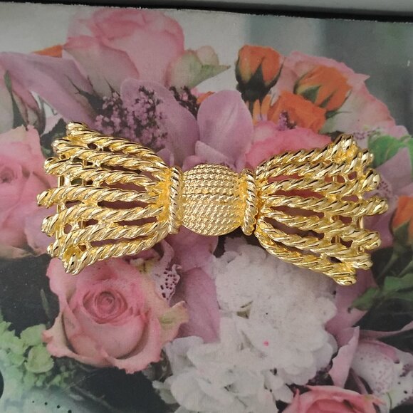 ❤️MIMI DI N 1992 VHTF 10K Gold Plated Tassel 2 Piece Belt Buckle 5 X 2 - Picture 1 of 6